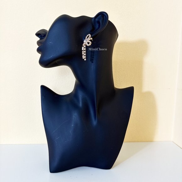 Gold Tone Lovely CZ Bow Knot Earrings - Picture 5 of 6